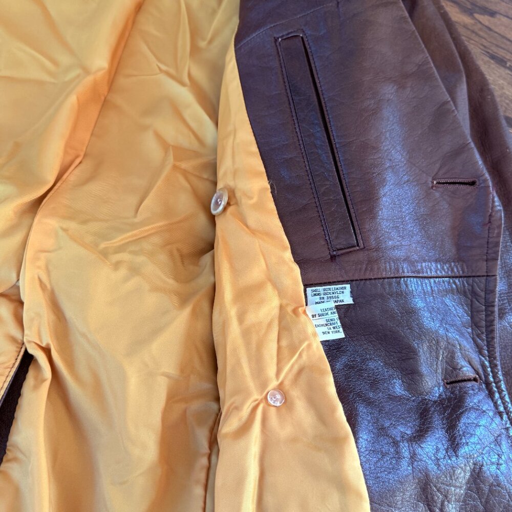 Vintage Leathercraft Process in New York Co. Real Leather Trench Coat Belt Sz 38 - Picture 5 of 6